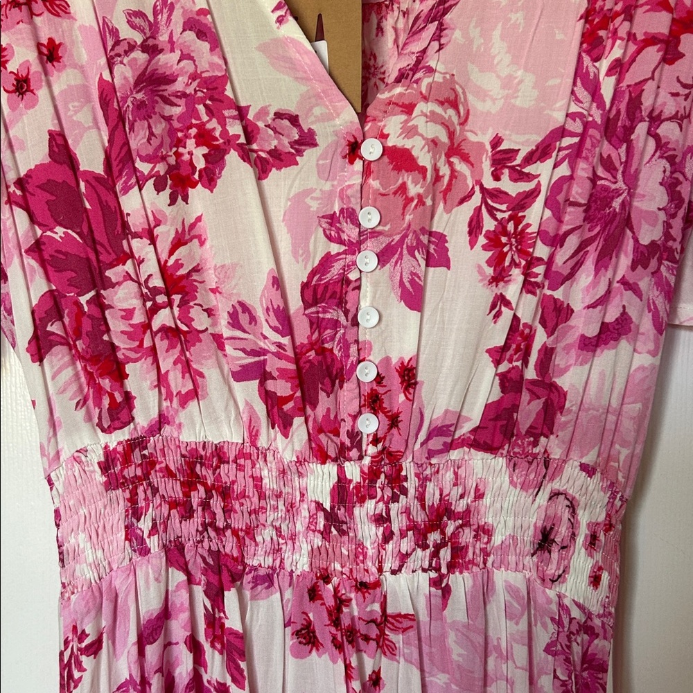 Chic Pink Floral Maxi Dress - Picture 8 of 14